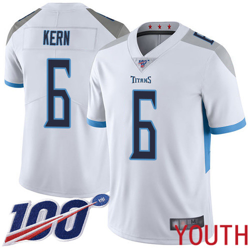 Tennessee Titans Limited White Youth Brett Kern Road Jersey NFL Football 6 100th Season Vapor Untouchable